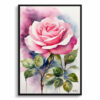watercolour botanical print flowers pink rose front view