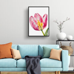 watercolour botanical print flowers pink tulip minimalist living room