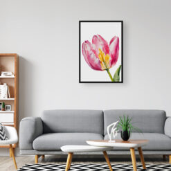 watercolour botanical print flowers pink tulip minimalist office