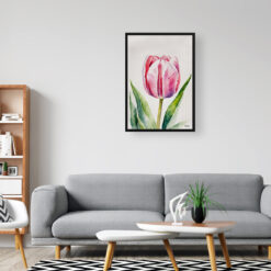 Pink tulip Watercolour Botanical Art Print - Tulipa Framed Plant Wall Art 8 watercolour botanical print flowers pink tulip office