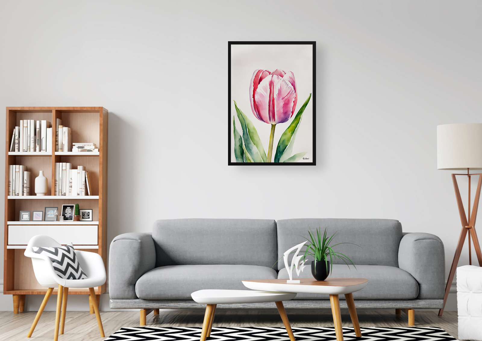 Pink tulip Watercolour Botanical Art Print - Tulipa Framed Plant Wall Art 5 Pink tulip Watercolour Botanical Art Print - Tulipa Framed Plant Wall Art - Image 3