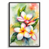 Plumeria Watercolour Botanical Art Print - Frangipani Framed Plant Wall Art 2 watercolour botanical print flowers plumeria front view