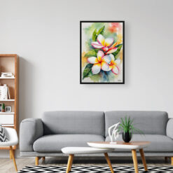 Plumeria Watercolour Botanical Art Print - Frangipani Framed Plant Wall Art 8 watercolour botanical print flowers plumeria office