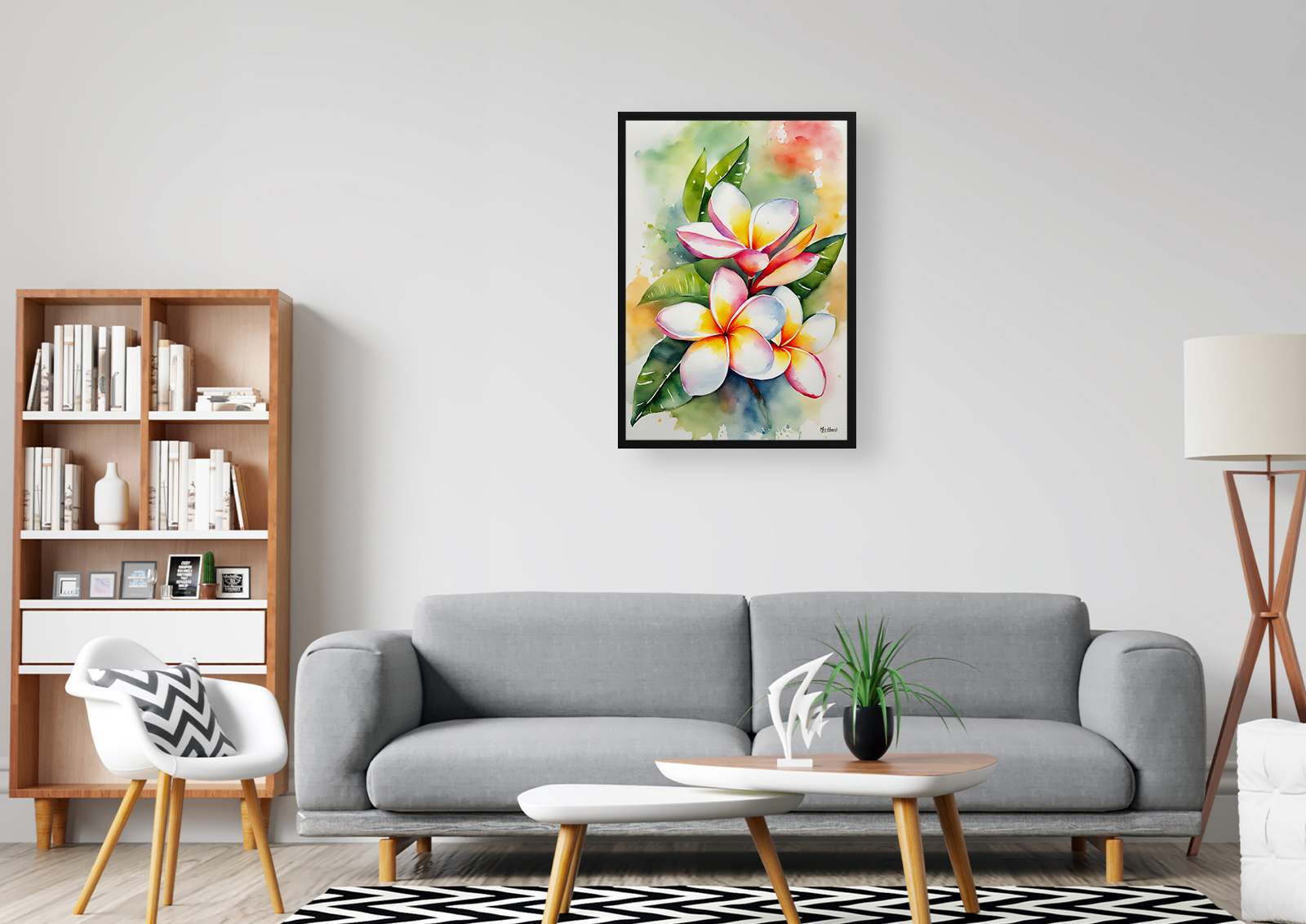 Plumeria Watercolour Botanical Art Print - Frangipani Framed Plant Wall Art 5 Plumeria Watercolour Botanical Art Print - Frangipani Framed Plant Wall Art - Image 3