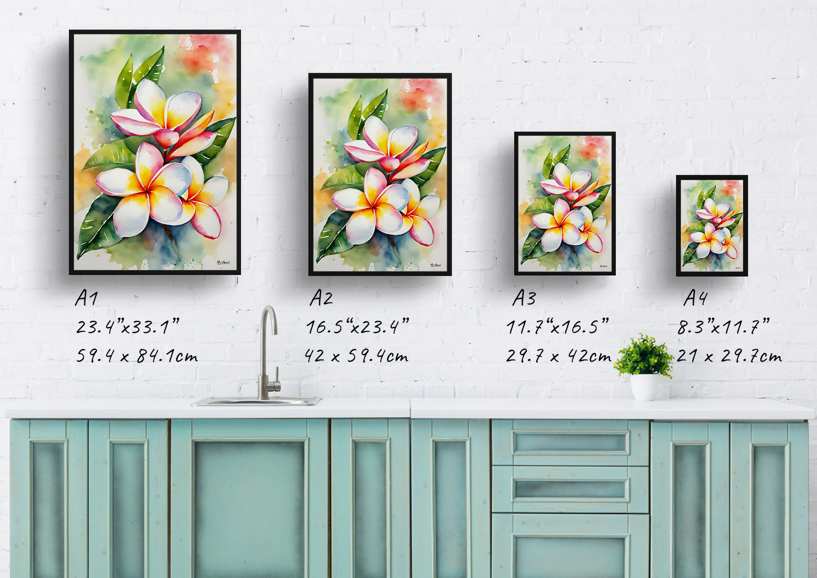 Plumeria Watercolour Botanical Art Print - Frangipani Framed Plant Wall Art 6 Plumeria Watercolour Botanical Art Print - Frangipani Framed Plant Wall Art - Image 4