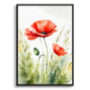 watercolour botanical print flowers poppy front view