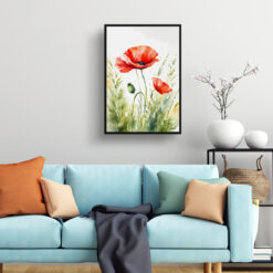 Poppy Watercolour Botanical Art Print - Common Flanders Framed Plant Wall Art 7 watercolour botanical print flowers poppy living room