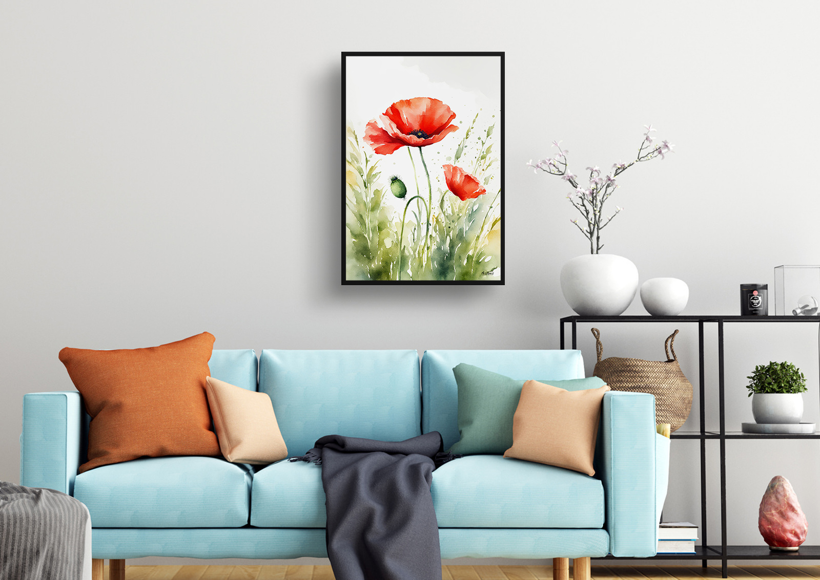 Poppy Watercolour Botanical Art Print - Common Flanders Framed Plant Wall Art 4 Poppy Watercolour Botanical Art Print - Common Flanders Framed Plant Wall Art - Image 2