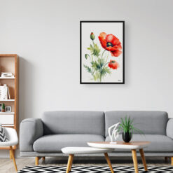 Poppy Minimalist Watercolour Botanical Art Print - Common Flanders Framed Plant Wall Art 8 watercolour botanical print flowers poppy minimalist office