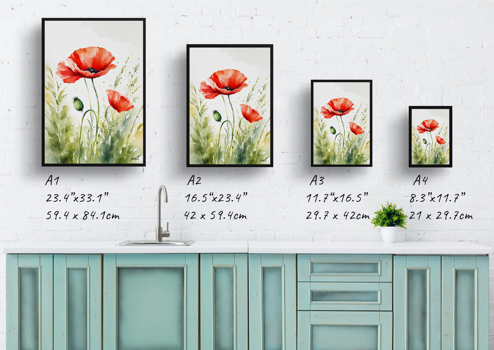 Poppy Watercolour Botanical Art Print - Common Flanders Framed Plant Wall Art 6 Poppy Watercolour Botanical Art Print - Common Flanders Framed Plant Wall Art - Image 4