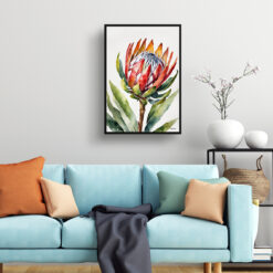 watercolour botanical print flowers proteas minimalist living room