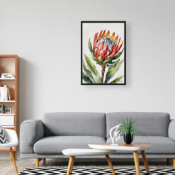 watercolour botanical print flowers proteas minimalist office