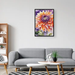 Purple and orange dahlia Watercolour Botanical Art Print - Asteraceae Framed Plant Wall Art 8 Purple and orange dahlia Watercolour Botanical Art Print - Asteraceae Framed Plant Wall Art - Image 3