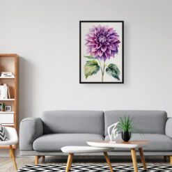 Purple dahlia Minimalist Watercolour Botanical Art Print - Asteraceae Framed Plant Wall Art 8 watercolour botanical print flowers purple dahlia minimalist office