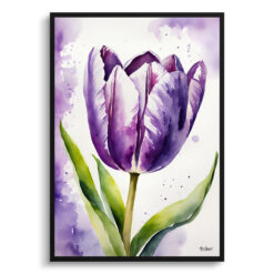 Purple tulip Watercolour Botanical Art Print - Lady Framed Plant Wall Art
