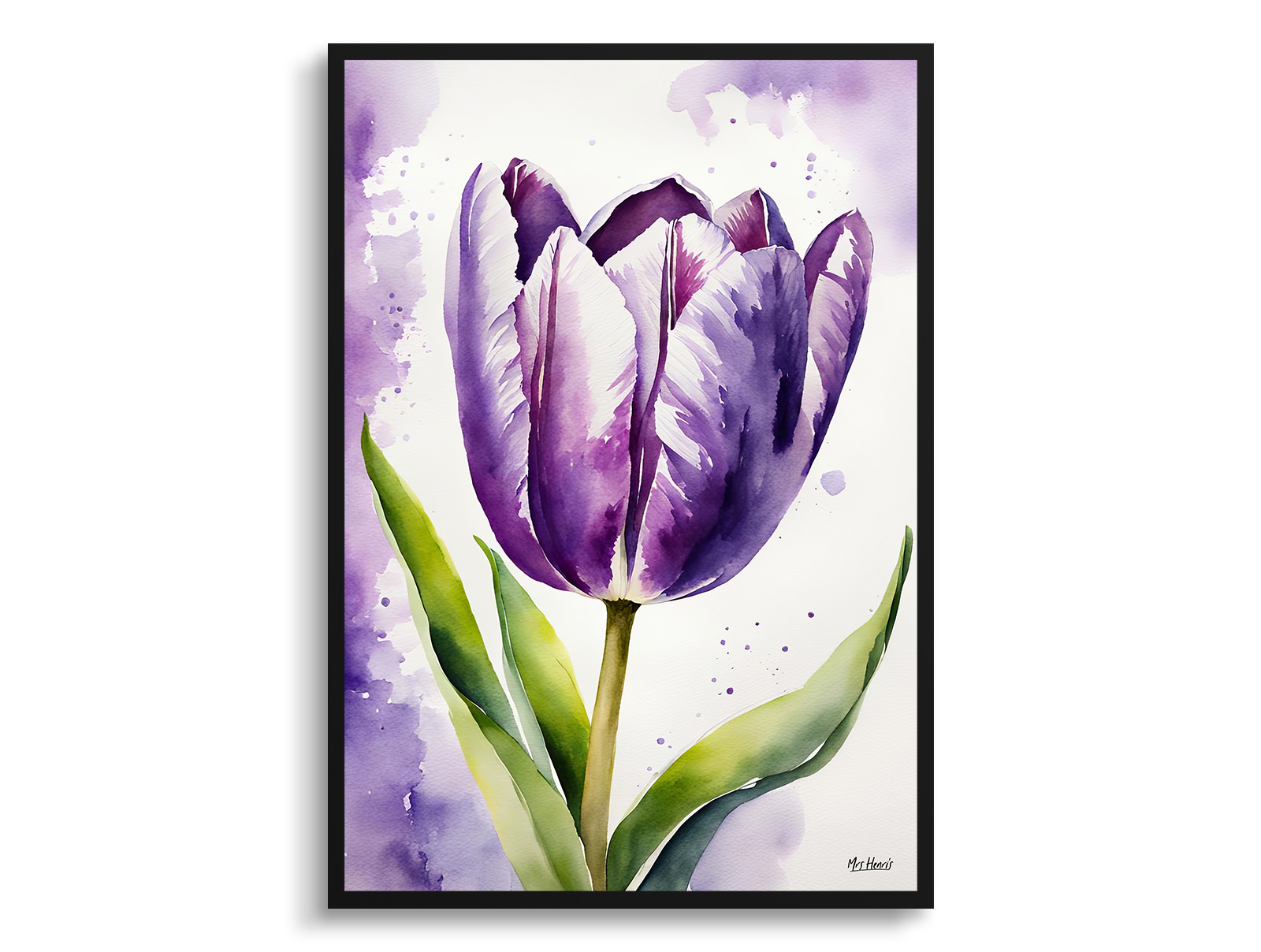 Purple tulip Watercolour Botanical Art Print - Lady Framed Plant Wall Art 3 Purple tulip Watercolour Botanical Art Print - Lady Framed Plant Wall Art