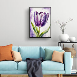 Purple tulip Watercolour Botanical Art Print - Lady Framed Plant Wall Art 7 watercolour botanical print flowers purple tulip living room