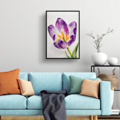 watercolour botanical print flowers purple tulip minimalist living room