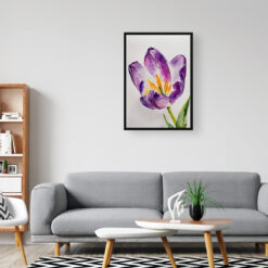 watercolour botanical print flowers purple tulip minimalist office