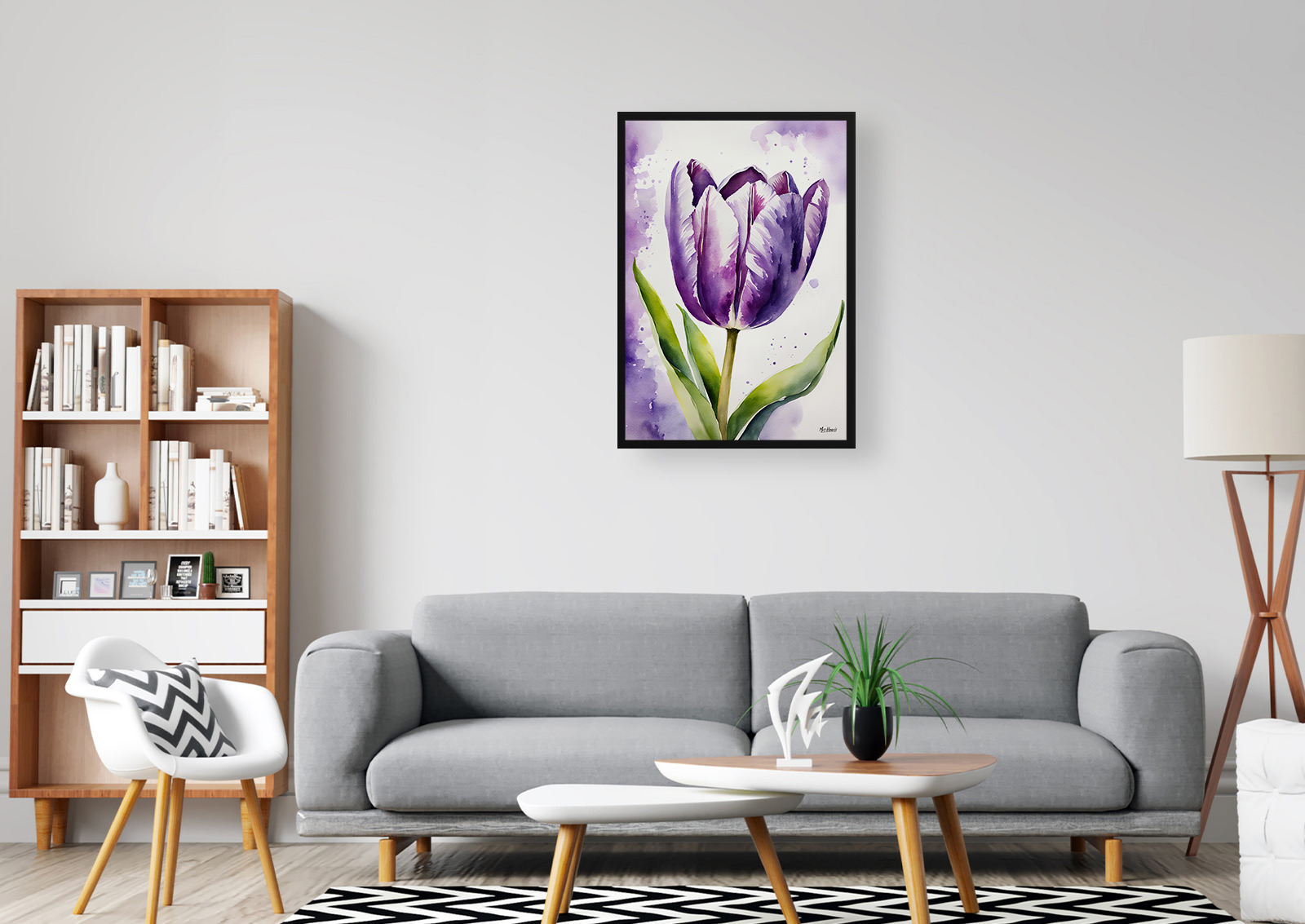 Purple tulip Watercolour Botanical Art Print - Lady Framed Plant Wall Art 5 Purple tulip Watercolour Botanical Art Print - Lady Framed Plant Wall Art - Image 3