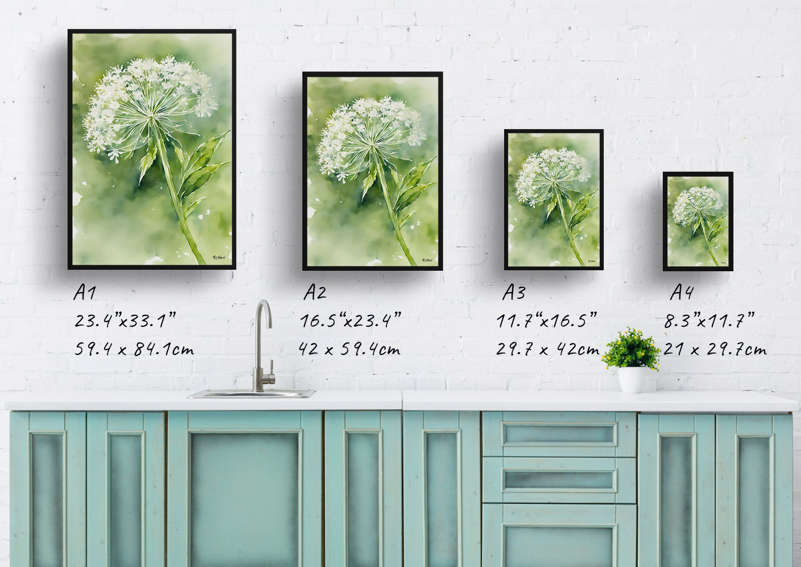 Queen Annes lace Watercolour Botanical Art Print - Wild carrot Framed Plant Wall Art 6 Queen Annes lace Watercolour Botanical Art Print - Wild carrot Framed Plant Wall Art - Image 4