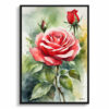 Red rose Watercolour Botanical Art Print - Garden Framed Plant Wall Art 2 watercolour botanical print flowers red rose front view