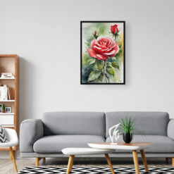 Red rose Watercolour Botanical Art Print - Garden Framed Plant Wall Art 8 watercolour botanical print flowers red rose office