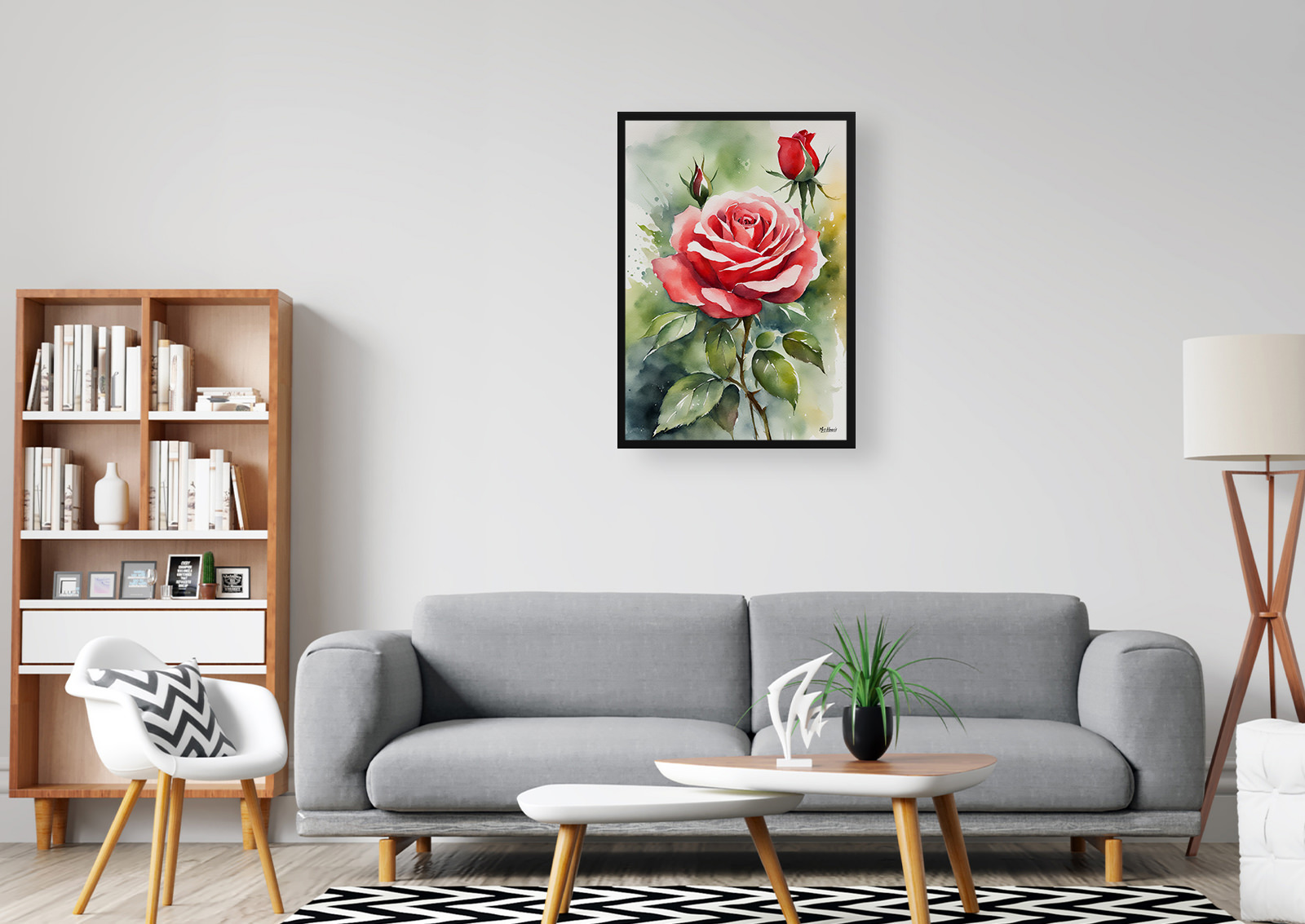 Red rose Watercolour Botanical Art Print - Garden Framed Plant Wall Art 5 Red rose Watercolour Botanical Art Print - Garden Framed Plant Wall Art - Image 3