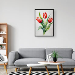 Red tulip Minimalist Watercolour Botanical Art Print - Tulipa Framed Plant Wall Art 8 watercolour botanical print flowers red tulip minimalist office