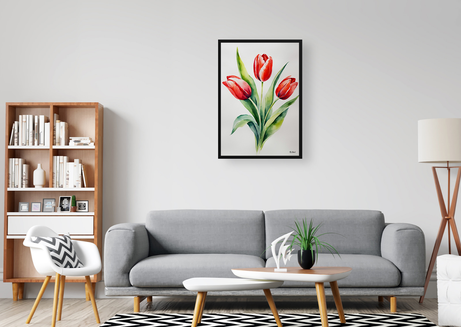 Red tulip Minimalist Watercolour Botanical Art Print - Tulipa Framed Plant Wall Art 5 Red tulip Minimalist Watercolour Botanical Art Print - Tulipa Framed Plant Wall Art - Image 3