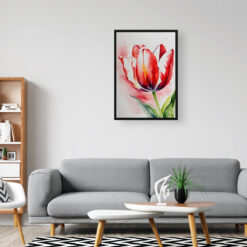 Red tulip Watercolour Botanical Art Print - Tulipa Framed Plant Wall Art 8 watercolour botanical print flowers red tulip office