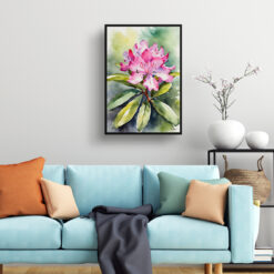Rhododendron Watercolour Botanical Art Print - Azalea Framed Plant Wall Art 7 watercolour botanical print flowers rhododendron living room