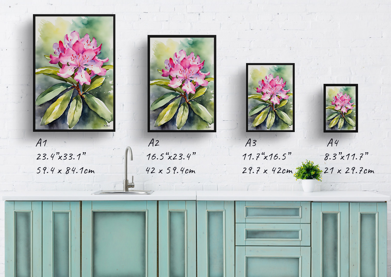 Rhododendron Watercolour Botanical Art Print - Azalea Framed Plant Wall Art 6 Rhododendron Watercolour Botanical Art Print - Azalea Framed Plant Wall Art - Image 4