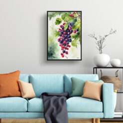 Ribes Nigrum Cassissima Noiroma Watercolour Botanical Art Print - Blackcurrant Framed Plant Wall Art 7 watercolour botanical print flowers ribes nigrum cassissima noiroma living room