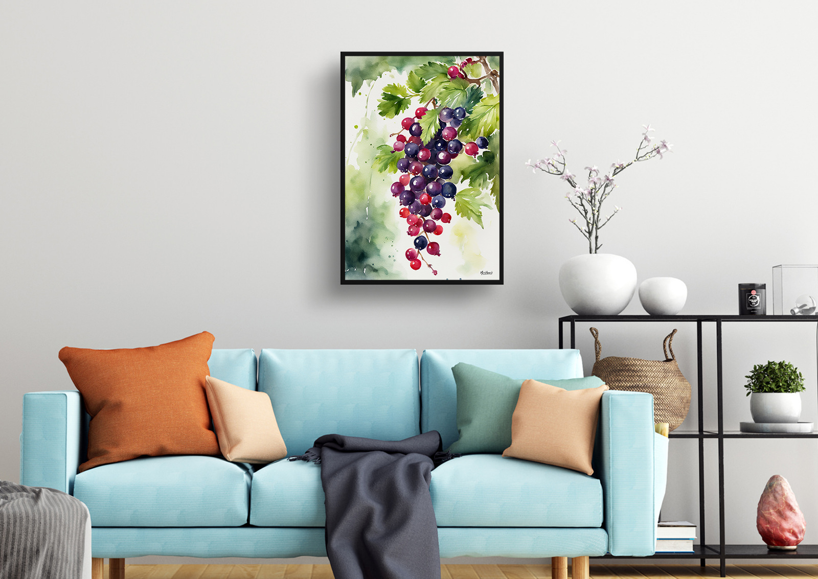 Ribes Nigrum Cassissima Noiroma Watercolour Botanical Art Print - Blackcurrant Framed Plant Wall Art 4 Ribes Nigrum Cassissima Noiroma Watercolour Botanical Art Print - Blackcurrant Framed Plant Wall Art - Image 2