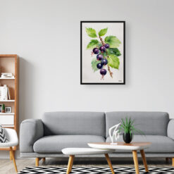 watercolour botanical print flowers ribes nigrum cassissima noiroma minimalist office