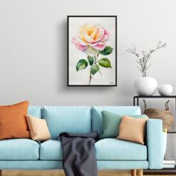 Rosa Madame Alfred Carriére Minimalist Watercolour Botanical Art Print - Rose Framed Plant Wall Art 7 watercolour botanical print flowers rosa madame alfred carriere minimalist living room