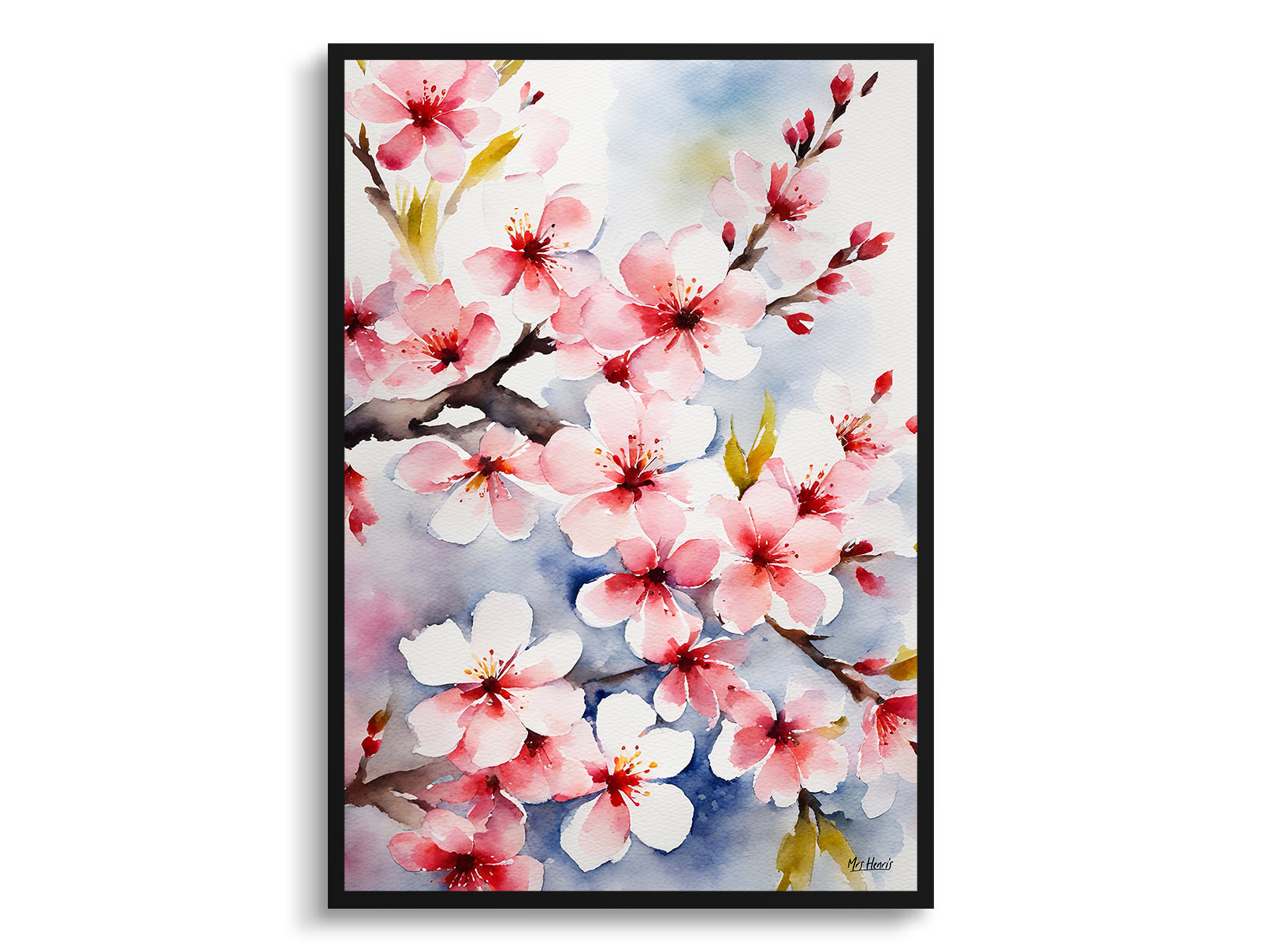 Sakura Cherry Blossom Watercolour Botanical Art Print - Japanese Flowering Framed Plant Wall Art 3 Sakura Cherry Blossom Watercolour Botanical Art Print - Japanese Flowering Framed Plant Wall Art