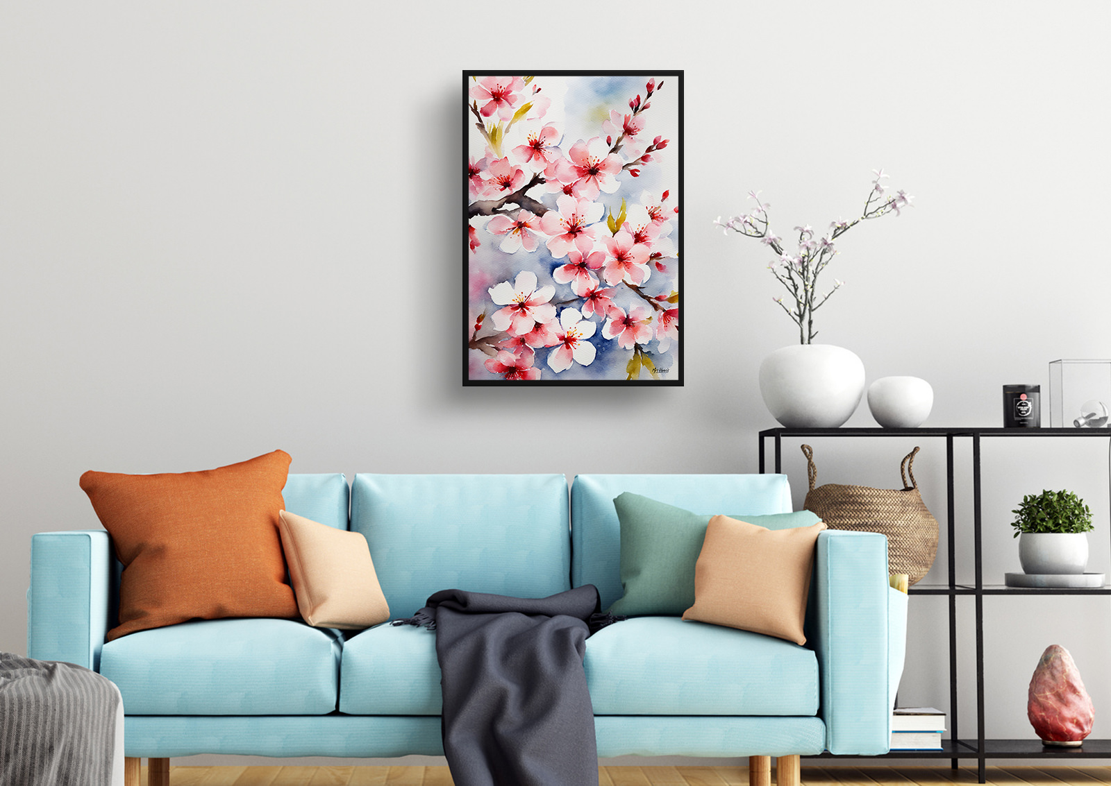 Sakura Cherry Blossom Watercolour Botanical Art Print - Japanese Flowering Framed Plant Wall Art 4 Sakura Cherry Blossom Watercolour Botanical Art Print - Japanese Flowering Framed Plant Wall Art - Image 2