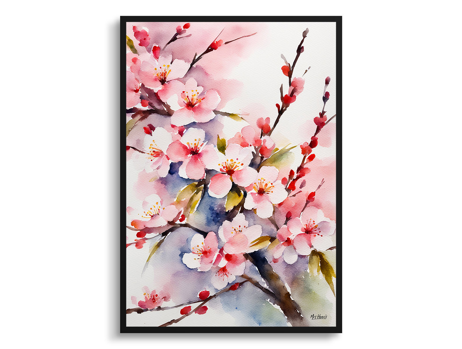 Sakura Cherry Blossom Minimalist Watercolour Botanical Art Print - Japanese Flowering Framed Plant Wall Art 3 Sakura Cherry Blossom Minimalist Watercolour Botanical Art Print - Japanese Flowering Framed Plant Wall Art