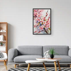 Sakura Cherry Blossom Minimalist Watercolour Botanical Art Print - Japanese Flowering Framed Plant Wall Art 8 watercolour botanical print flowers sakura cherry blossom minimalist office