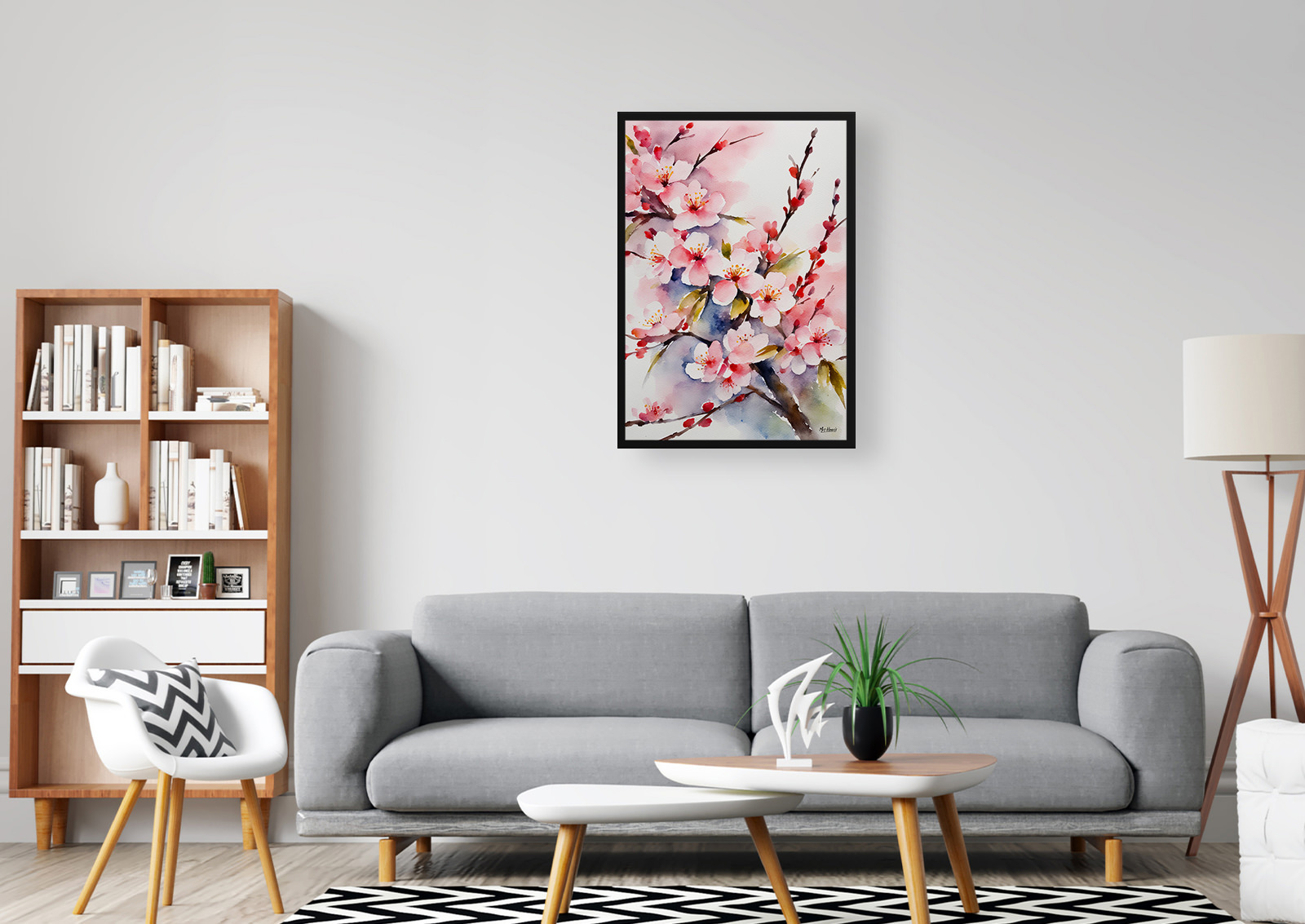 Sakura Cherry Blossom Minimalist Watercolour Botanical Art Print - Japanese Flowering Framed Plant Wall Art 5 Sakura Cherry Blossom Minimalist Watercolour Botanical Art Print - Japanese Flowering Framed Plant Wall Art - Image 3