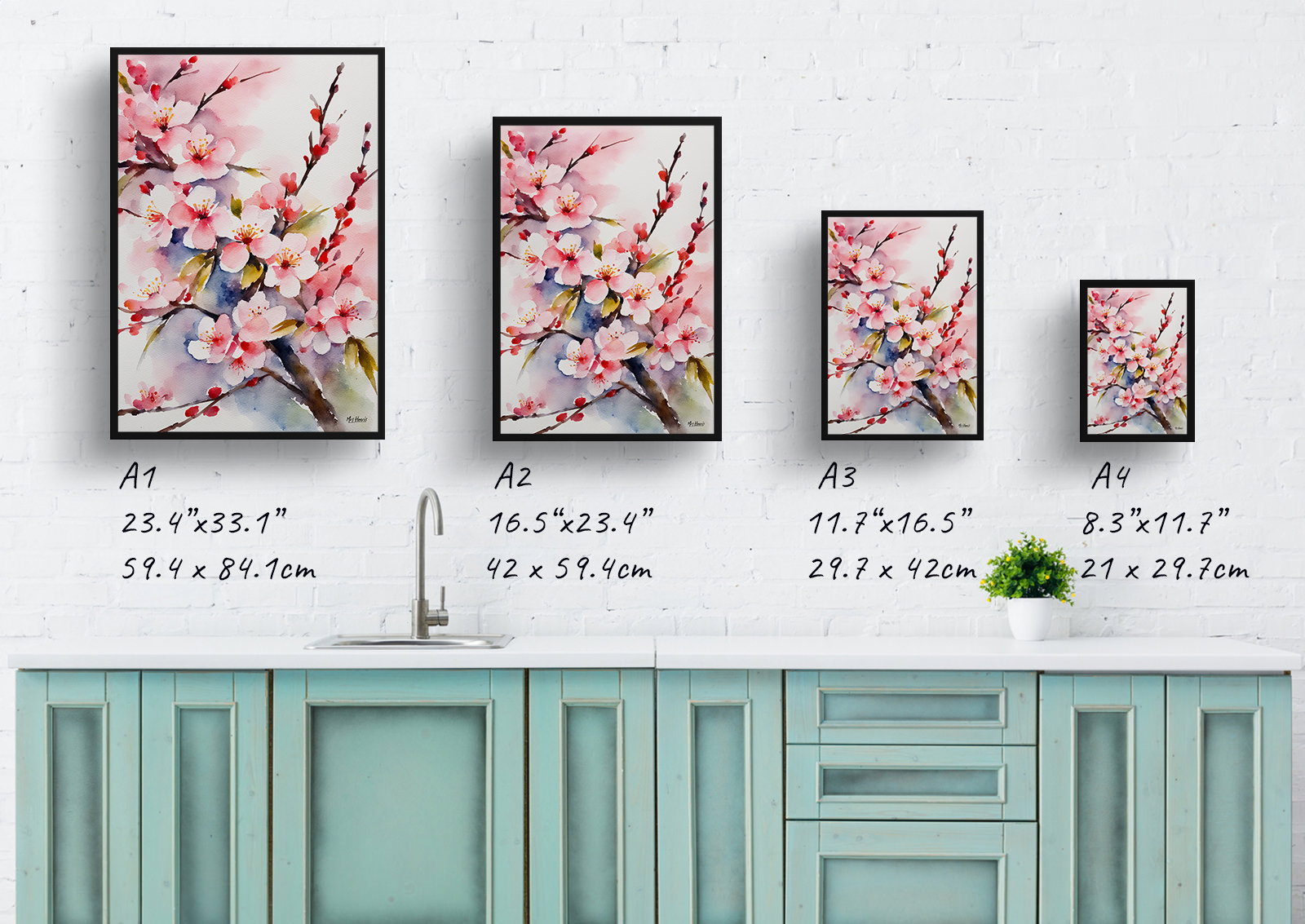Sakura Cherry Blossom Minimalist Watercolour Botanical Art Print - Japanese Flowering Framed Plant Wall Art 6 Sakura Cherry Blossom Minimalist Watercolour Botanical Art Print - Japanese Flowering Framed Plant Wall Art - Image 4