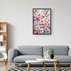 Sakura Cherry Blossom Watercolour Botanical Art Print - Japanese Flowering Framed Plant Wall Art 8 watercolour botanical print flowers sakura cherry blossom office