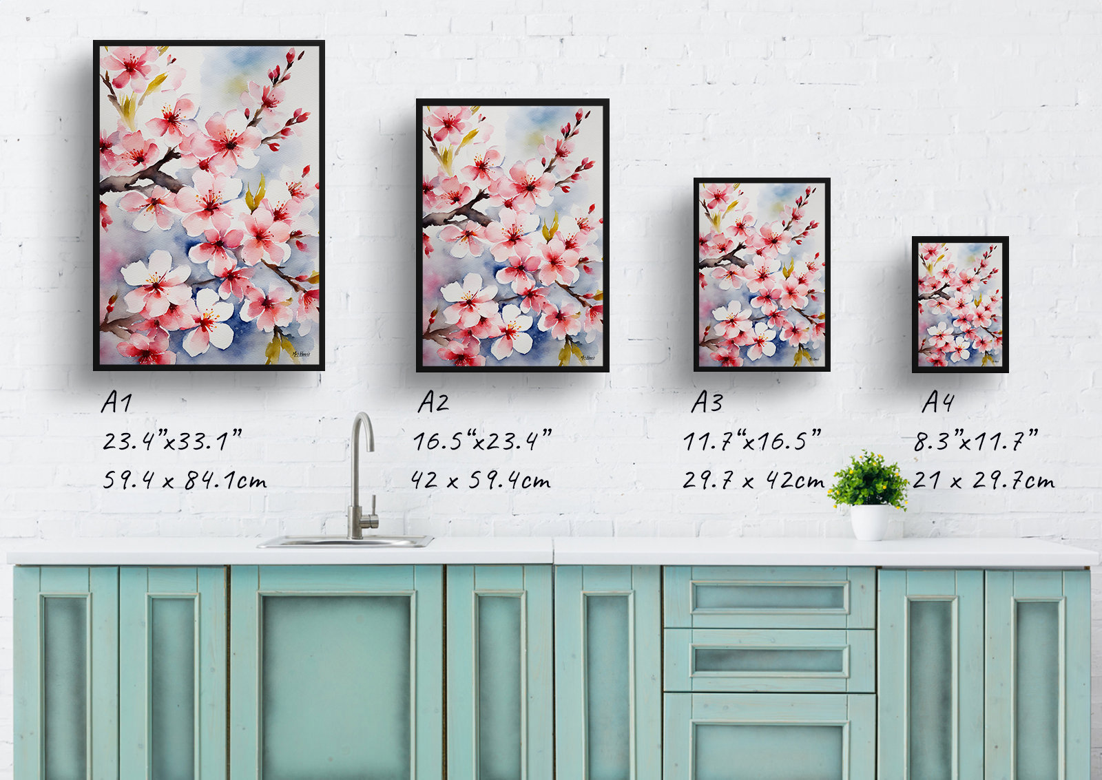 Sakura Cherry Blossom Watercolour Botanical Art Print - Japanese Flowering Framed Plant Wall Art 6 Sakura Cherry Blossom Watercolour Botanical Art Print - Japanese Flowering Framed Plant Wall Art - Image 4
