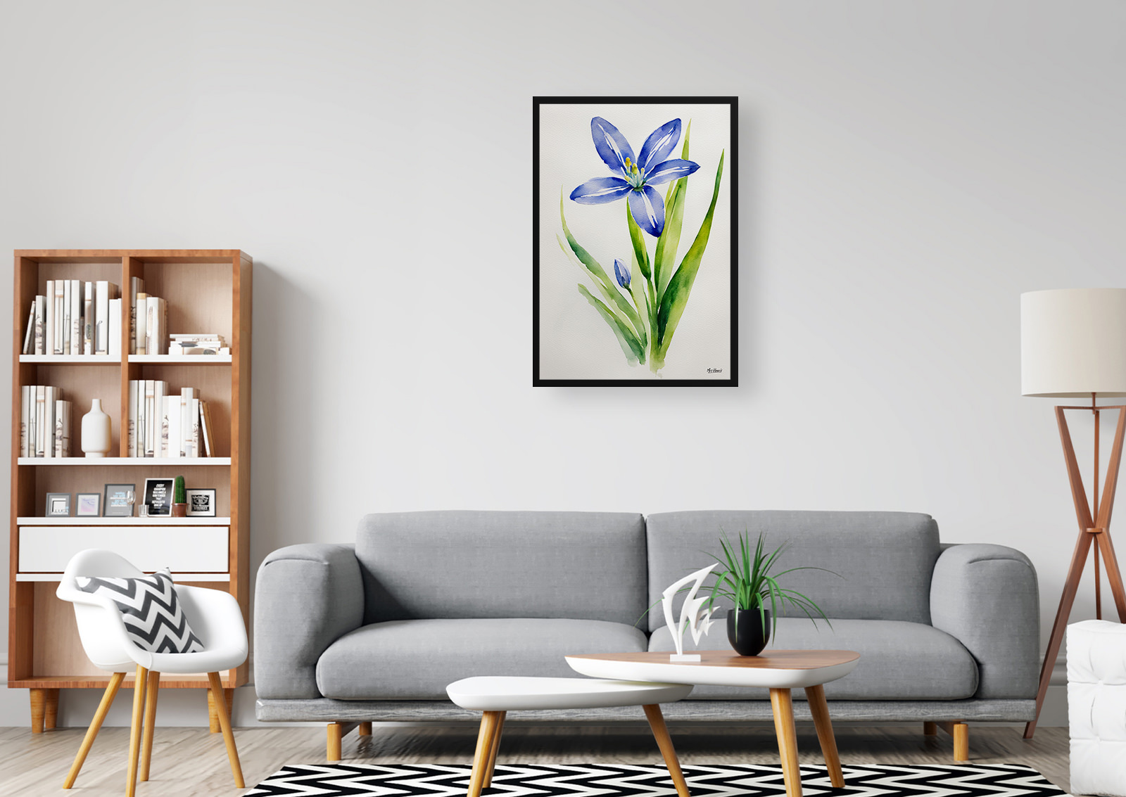 Scilla Bifolia Minimalist Watercolour Botanical Art Print - Alpine Squill Framed Plant Wall Art 5 Scilla Bifolia Minimalist Watercolour Botanical Art Print - Alpine Squill Framed Plant Wall Art - Image 3