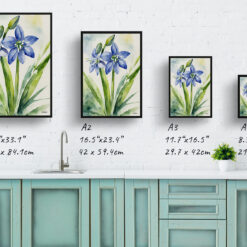 Scilla Bifolia Watercolour Botanical Art Print - Alpine Squill Framed Plant Wall Art 9 watercolour botanical print flowers scilla bifolia print size comparison