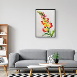 watercolour botanical print flowers snapdragon minimalist office