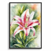 Stargazer lily Watercolour Botanical Art Print - Oriental Framed Plant Wall Art 2 watercolour botanical print flowers stargazer lily front view