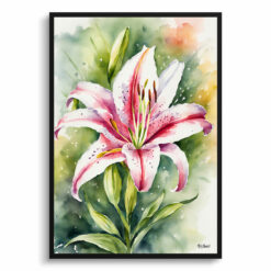Stargazer lily Watercolour Botanical Art Print - Oriental Framed Plant Wall Art